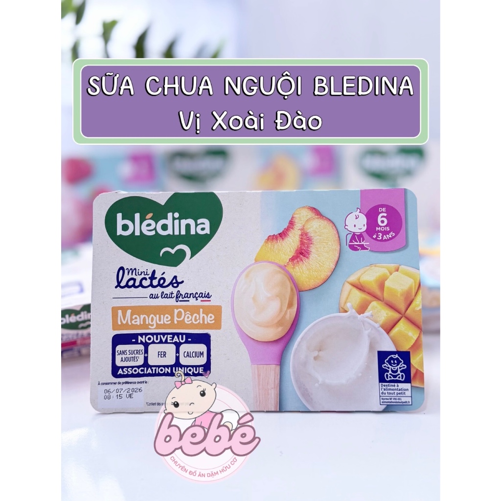 Sữa chua nguội Blédina Pháp cho bé ăn dặm từ 6 tháng bổ sung dưỡng chất toàn diện - 6 hộp x 55g