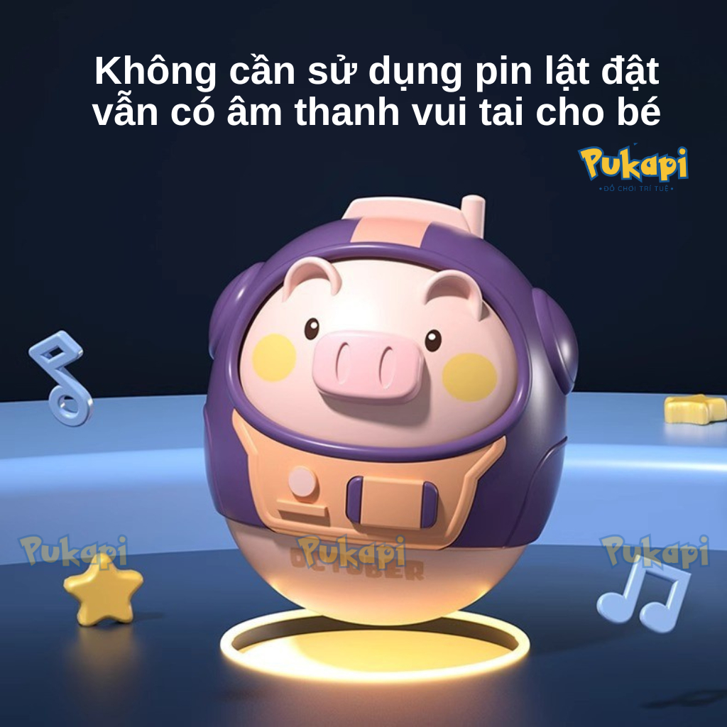 Lật đật Có Âm Thanh Có Nhạc Gật Gù Con Lật Đật Leng Keng Phát Tiếng Không Ngã Dễ Thương Heo Hồng -Đồ Chơi Cho Bé PUKAPI