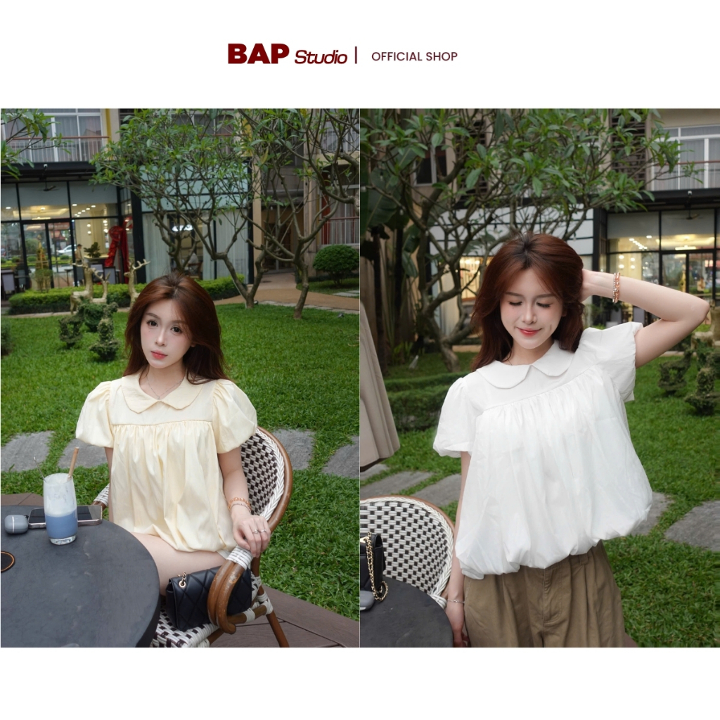 Áo Babydoll Nữ Gió Su Mềm Cổ Sen Dáng Bí Tay Bồng – Áo Kiểu Tiểu Thư Hàn Quốc Nàng Thơ BAP Studio - A173