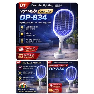 VỢT MUỖI CAO CẤP DP-834 - DIỆT MUỖI NHANH,AN TOÀN CHO CÅ GIA ÐÌNH