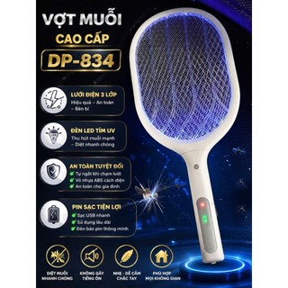 VỢT MUỖI CAO CẤP DP-834 - DIỆT MUỖI NHANH,AN TOÀN CHO CÅ GIA ÐÌNH