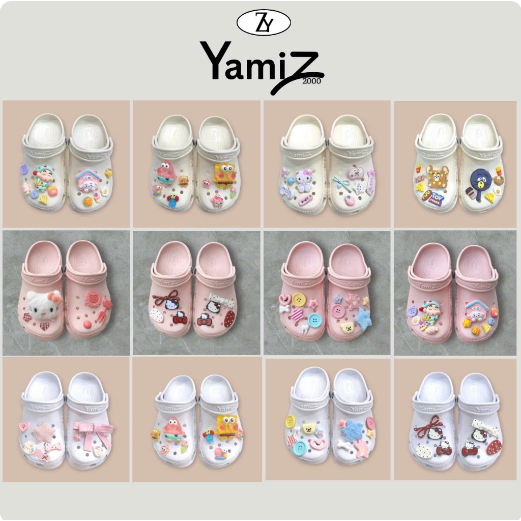 YZ02-Dép sục Yamiz quai hậu mix charm dễ thương NAM NỮ 2026