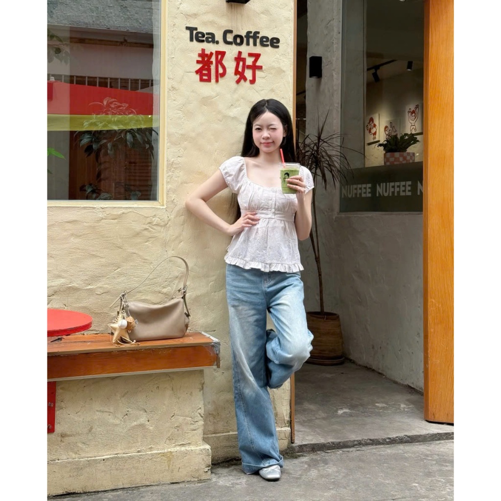 🌶️[Luna Top] – Áo tay bồng babydoll màu vàng kem nữ tính