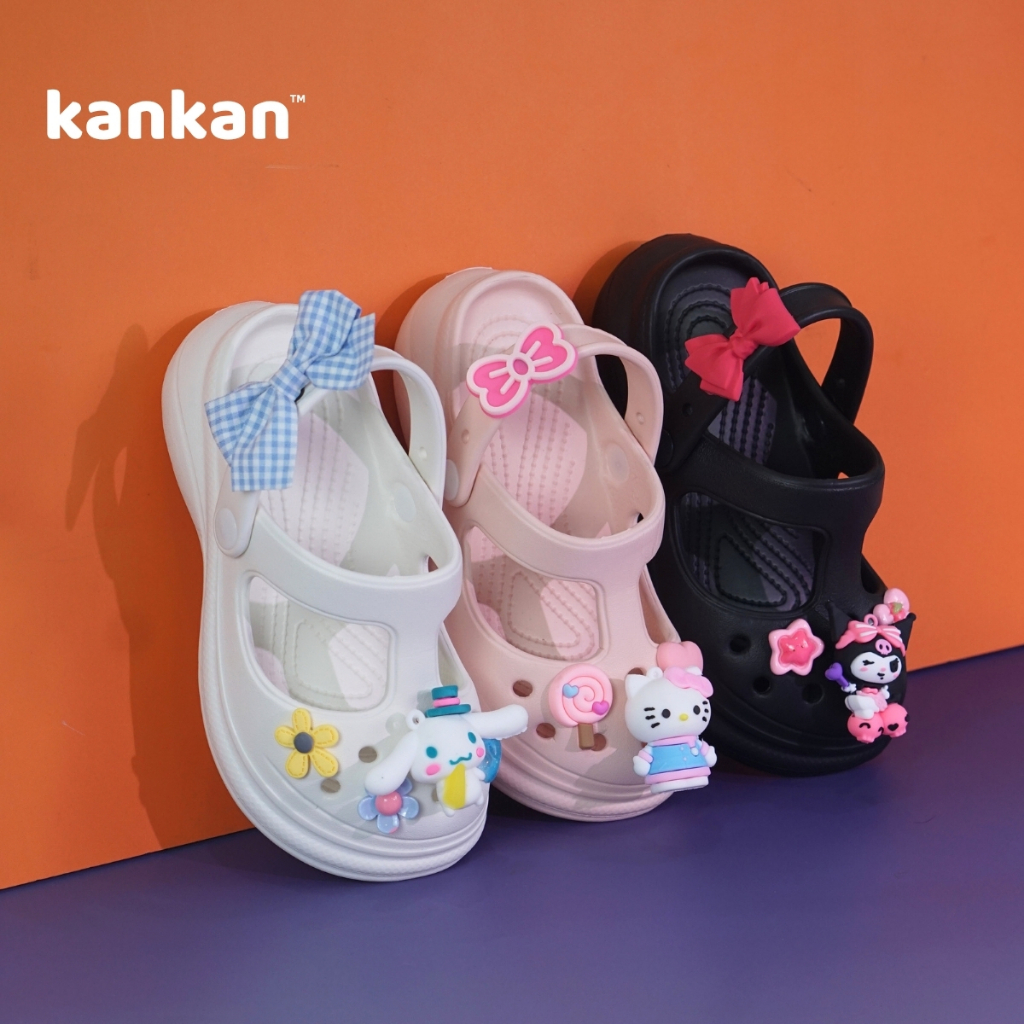 Dép Sục Cho Bé Gái Kuromi KanKanStore Giày Sục Trẻ Em Melody Cinamol Kitty Gấu Dâu 4 5 6 7 8 9 10 Tuổi KA37