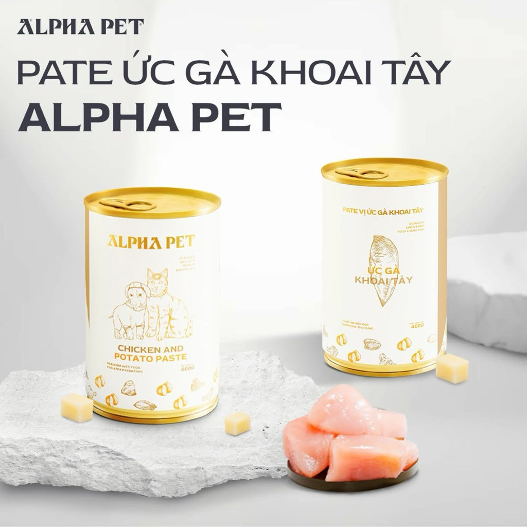Pate Cho Chó Mèo Alpha Pet Từ Thịt và Rau Củ 400g