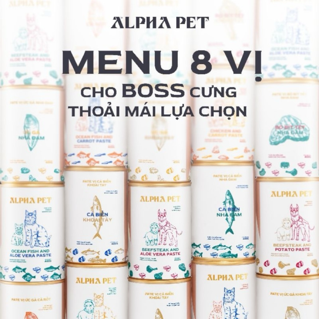 Pate Cho Chó Mèo Alpha Pet Từ Thịt và Rau Củ 400g