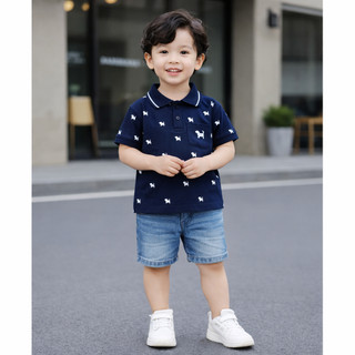 Áo Polo Bé Trai IN Họa Tiết Cún Dễ Thương – Thun Cá Sấu Co Giãn 4 Chiều Thoáng Mát SIZE 9-43kg