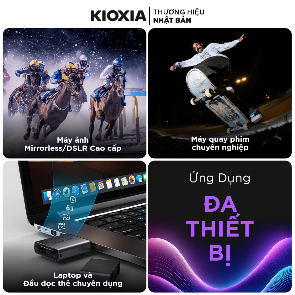 Thẻ nhớ SD KIOXIA PRO 128GB/256GB UHS-II U3 V90 8K 270/260MB/s, BH 5 năm
