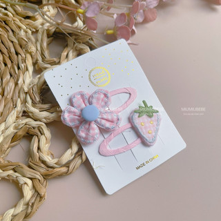 Set 2 kẹp bật hình hoa, trái dâu,… cho bé