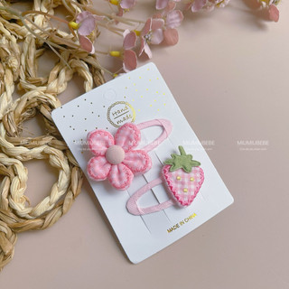 Set 2 kẹp bật hình hoa, trái dâu,… cho bé