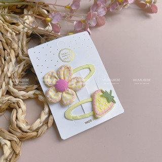 Set 2 kẹp bật hình hoa, trái dâu,… cho bé