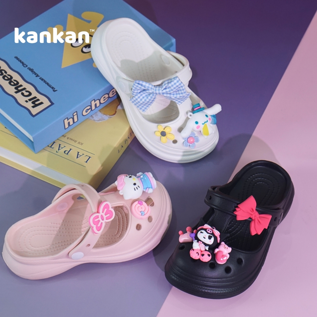 Dép Sục Cho Bé Gái Kuromi KanKanStore Giày Sục Trẻ Em Melody Cinamol Kitty Gấu Dâu 4 5 6 7 8 9 10 Tuổi KA37