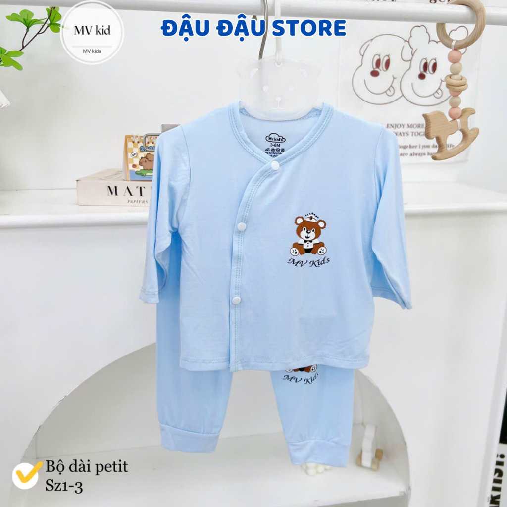(Bé Gái) Bộ cộc tay bộ dài tay sơ sinh thun lạnh LT cho bé gái 3-9 kg bảng màu in hoạ tiết xinh Đậu Đậu Store