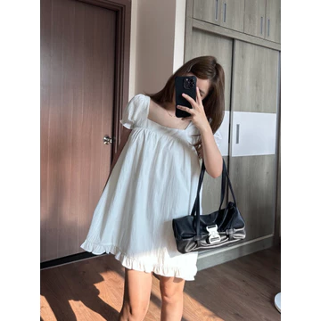 ĐẦM CỔ VUÔNG TAY PHỒNG - ĐẦM DÁNG BABYDOLL CỔ VUÔNG TIỂU THƯ
