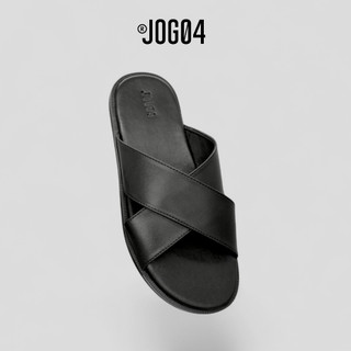 Dép da B2 - JOG04 , thiết kế quai chéo , mặt bọc da microfiber , quai da không đường may ( B2 )