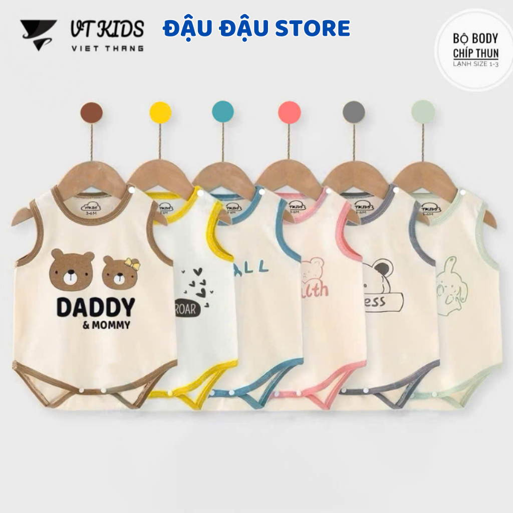 Set 3/5 body chip bodysuit thun lạnh ba lỗ cho bé sơ sinh từ 3-9 kg mềm mại cho bé trai bé gái VT Đậu Đậu Store