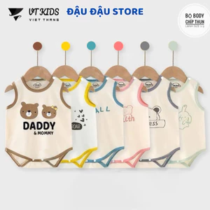 Set 3/5 body chip bodysuit thun lạnh ba lỗ cho bé sơ sinh từ 3-9 kg mềm mại cho bé trai bé gái VT Đậu Đậu Store