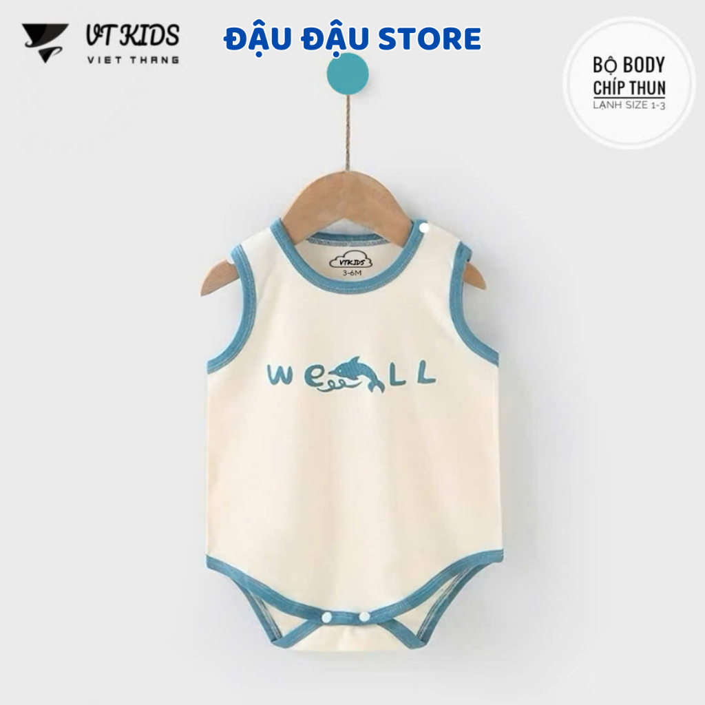 Set 3/5 body chip bodysuit thun lạnh ba lỗ cho bé sơ sinh từ 3-9 kg mềm mại cho bé trai bé gái VT Đậu Đậu Store