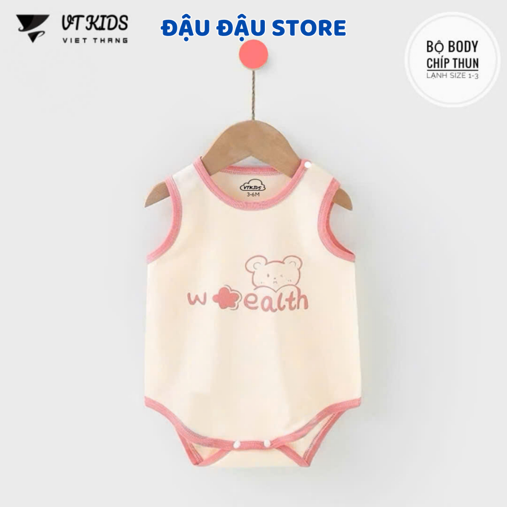 Set 3/5 body chip bodysuit thun lạnh ba lỗ cho bé sơ sinh từ 3-9 kg mềm mại cho bé trai bé gái VT Đậu Đậu Store