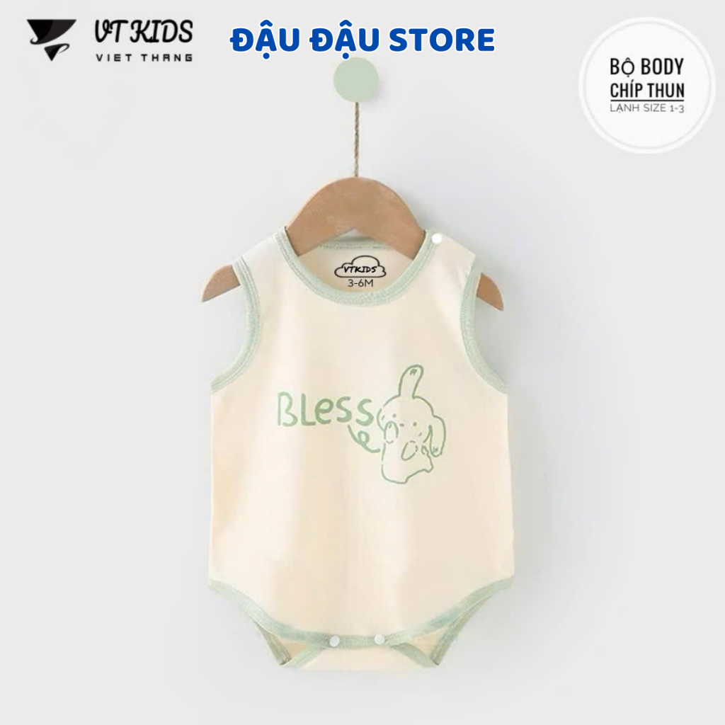 Set 3/5 body chip bodysuit thun lạnh ba lỗ cho bé sơ sinh từ 3-9 kg mềm mại cho bé trai bé gái VT Đậu Đậu Store