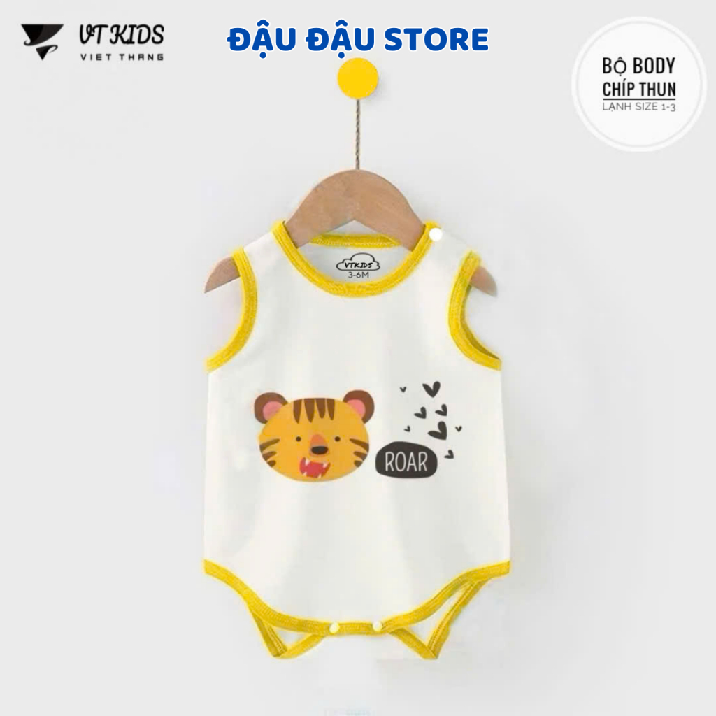 Set 3/5 body chip bodysuit thun lạnh ba lỗ cho bé sơ sinh từ 3-9 kg mềm mại cho bé trai bé gái VT Đậu Đậu Store
