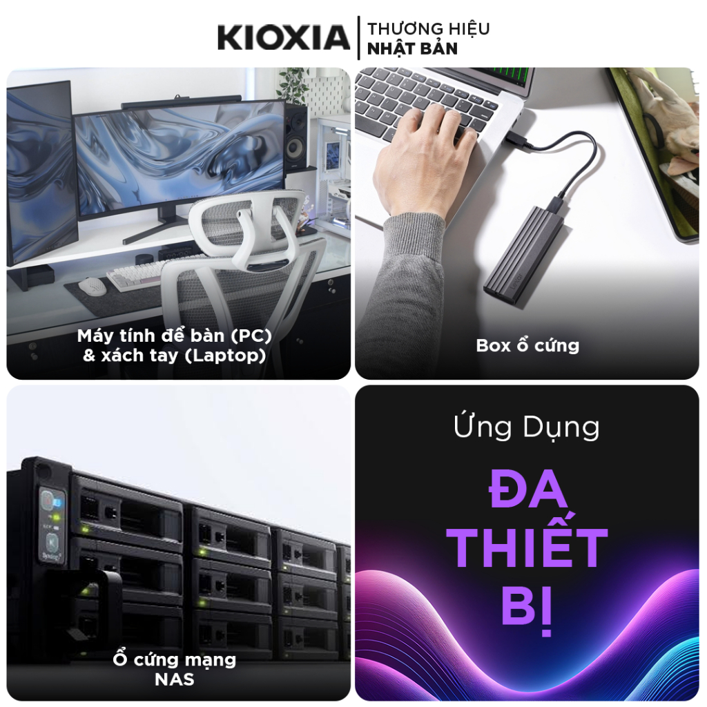 Ổ Cứng SSD KIOXIA Exceria BASIC 1TB/ 2TB KIOXIA Gen4 - M2 NVMe 7200/6600MB/s, BH 5 Năm