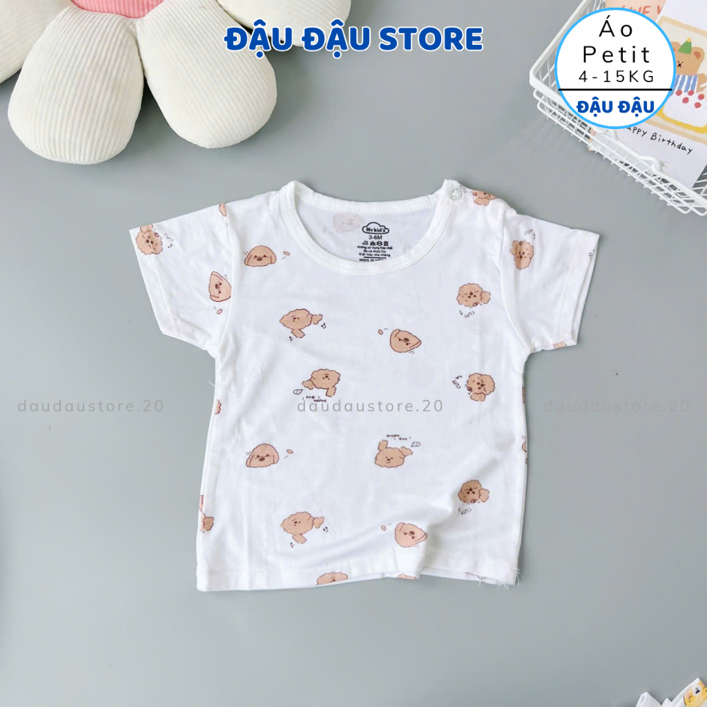 Set 5 Áo cài vai cộc tay chất thun lạnh cho bé trai gái 5-15kg phối màu VT mềm mịn mát in hoạ tiết (AL12T) Đậu Đậu Store