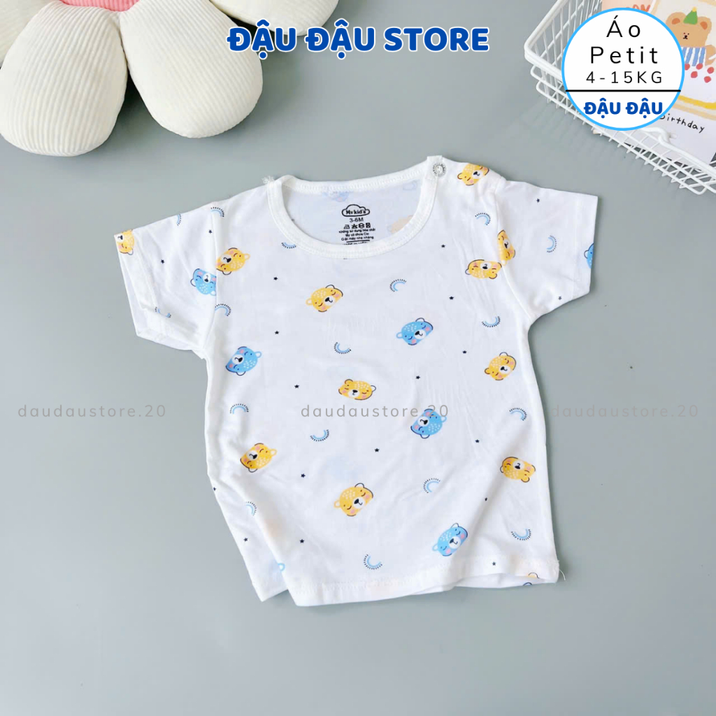 Set 5 Áo cài vai cộc tay chất thun lạnh cho bé trai gái 5-15kg phối màu VT mềm mịn mát in hoạ tiết (AL12T) Đậu Đậu Store