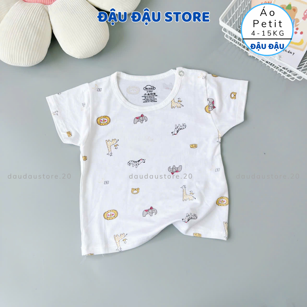 Set 5 Áo cài vai cộc tay chất thun lạnh cho bé trai gái 5-15kg phối màu VT mềm mịn mát in hoạ tiết (AL12T) Đậu Đậu Store
