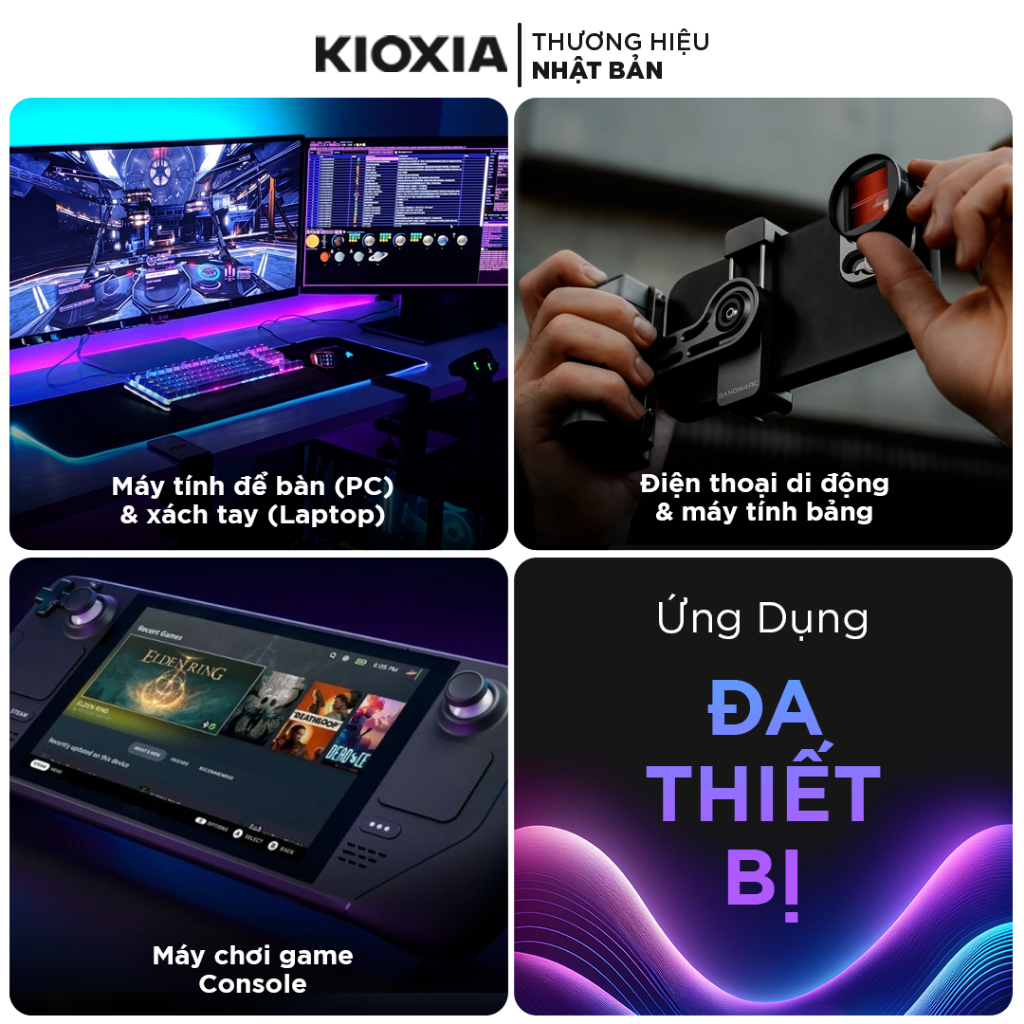 Ổ Cứng SSD Di Động KIOXIA PLUS G2 Dluong 500GB / 1TB / 2TB đọc 1050mbs / ghi 1000MBs - BH 5 Năm
