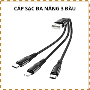 Cáp Sạc HOCO X47 3 trong 1 USB – Type-C / Micro / Đầu 8 Chân 2.4A, Dây Sạc Đa Năng Tiện Lợi