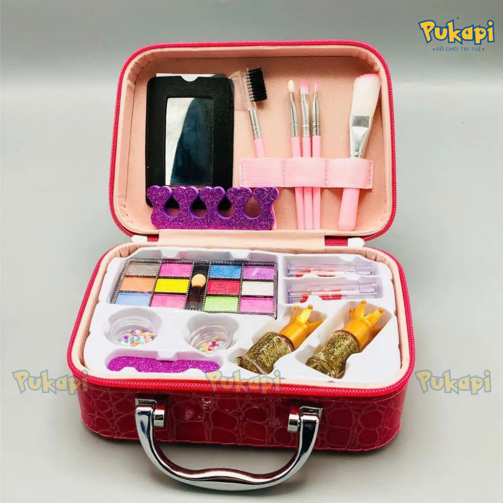 Bộ Đồ Chơi Vali Trang Điểm Cho Bé Gái Màu Hồng Dễ Thương Trang Điểm Làm Nail Cho Bé - Đồ Chơi Cho Bé PUKAPI