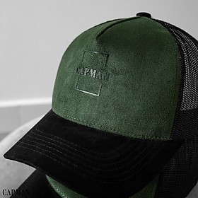 CapmanReckless Mũ Lưỡi Trai Màu Đen Da Lộn CM30, Nón Kết Nam Lưới Thoáng Mát, Chất Liệu Kaki Cotton