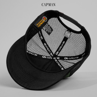 CapmanReckless Mũ Lưỡi Trai Màu Đen Da Lộn CM30, Nón Kết Nam Lưới Thoáng Mát, Chất Liệu Kaki Cotton