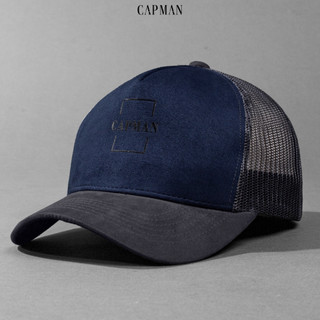 CapmanReckless Mũ Lưỡi Trai Màu Đen Da Lộn CM30, Nón Kết Nam Lưới Thoáng Mát, Chất Liệu Kaki Cotton