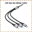 Cáp Sạc HOCO X102 3 Trong 1 Dài 1m – Type-C / Micro / Đầu 8 Chân 2.4A, Dây Sạc Đa Năng Bền Chắc