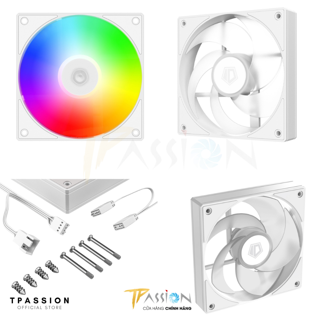 Quạt Fan Case 12cm ID-COOLING AS - 120 K /  BLACK/WHITE LED ARGB - Chính hãng, tản nhiệt tốc 2000RPM | BigBuy360 - bigbuy360.vn