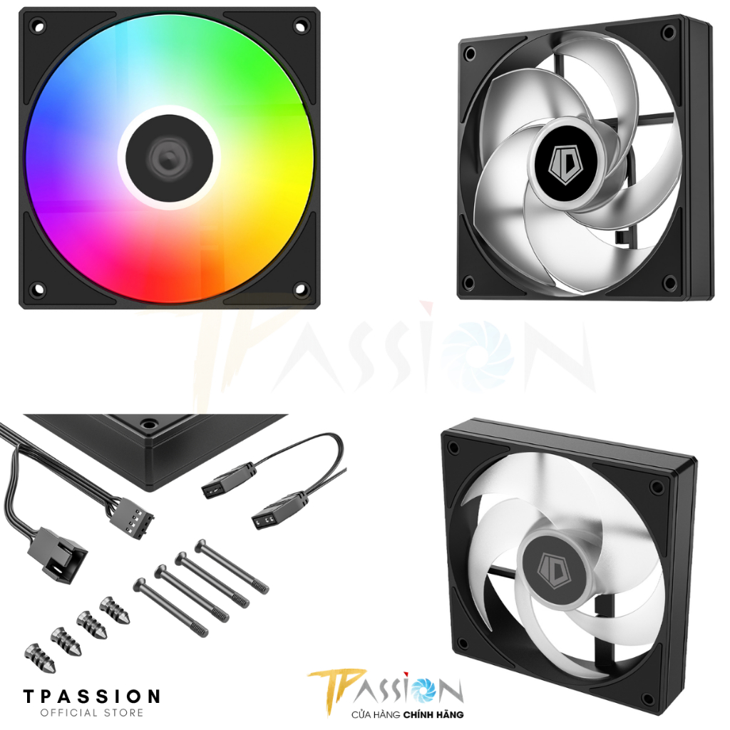 Quạt Fan Case 12cm ID-COOLING AS - 120 K /  BLACK/WHITE LED ARGB - Chính hãng, tản nhiệt tốc 2000RPM | BigBuy360 - bigbuy360.vn