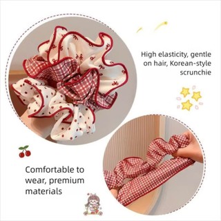 [Handmade] Scrunchies cột tóc nâu họa tiết chấm bi hot trend dành cho bạn nữ