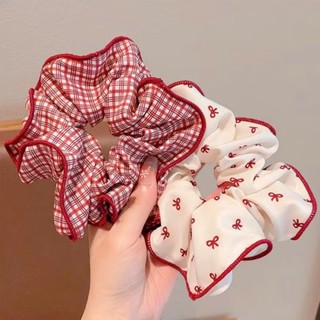 [Handmade] Scrunchies cột tóc nâu họa tiết chấm bi hot trend dành cho bạn nữ