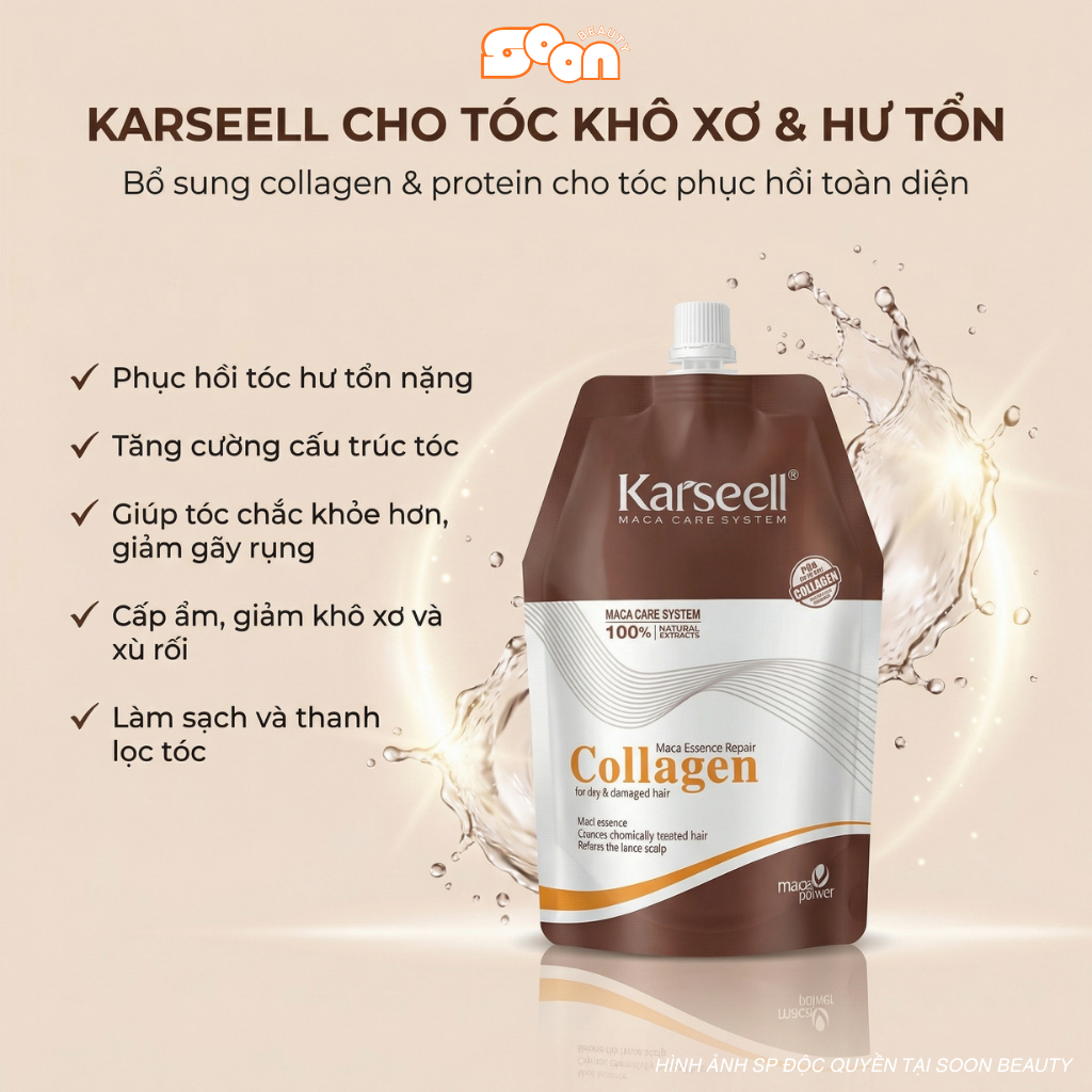 Kem hấp ủ xả phục hồi tóc Voudioty collagen karseell 500ml, phục hồi hư tổn, giúp tóc siêu mềm mượt, bóng