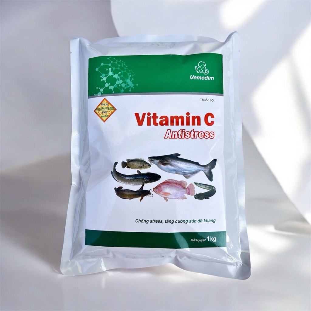 Vitamin C Antistress cá, tăng sức đề kháng, chống stress cho cá, gói 1kg Vemedim (loại tan)