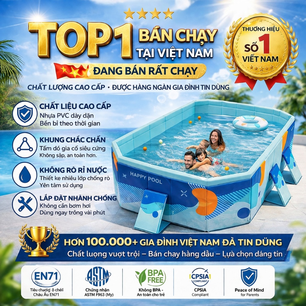 bể bơi tại nhà Bể bơi gia đình loại lớn có thể gấp gọn không cần bơm hơi Dành cho 1-10 người