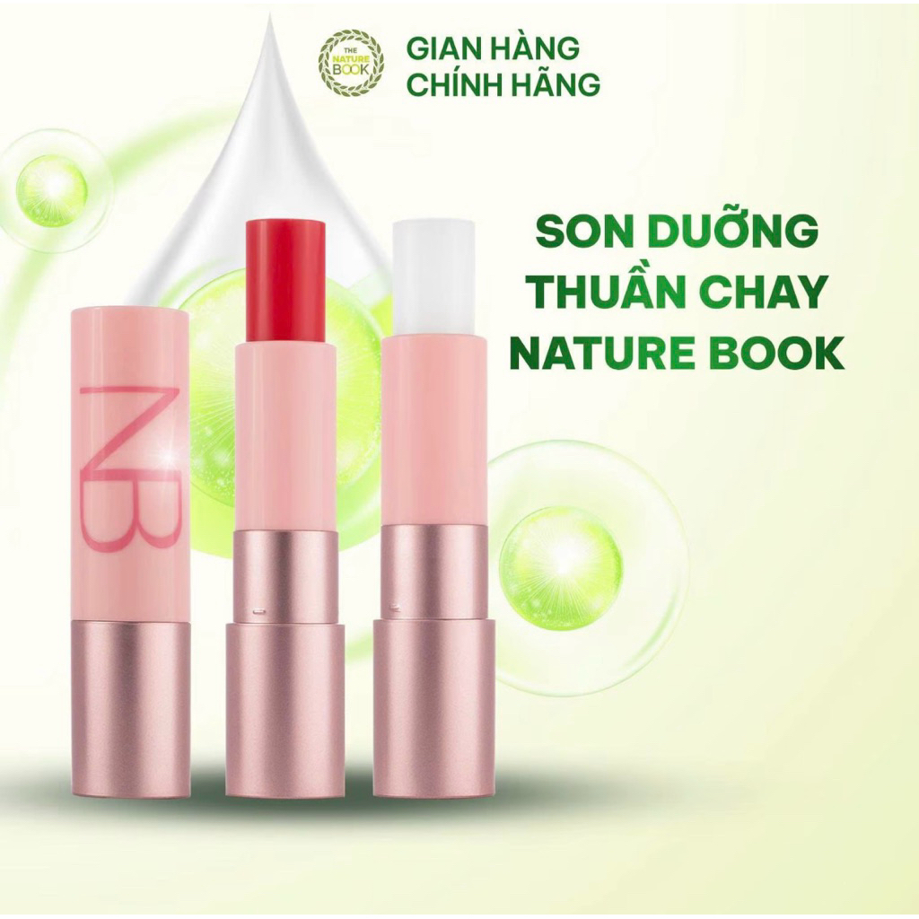 Son Dưỡng Môi Thuần Chay Son dưỡng Căng Mọng, Mềm Môi, The Nature Book Chính Hãng 4g