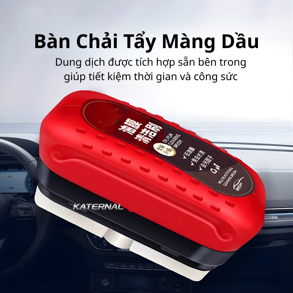 Dung Dịch Tẩy Màng Dầu Kính Ô Tô 120ml Kèm Bàn Chải – Làm Sạch Kính Xe, Chống Bám Nước, Đi Mưa Không Mờ