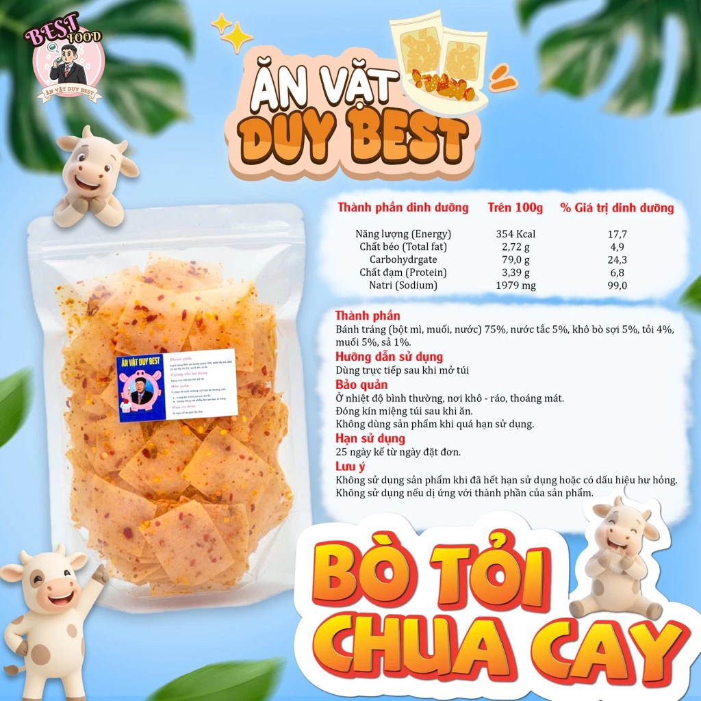 (Độc quyền) Bánh Tráng Bò Tỏi Chua Cay Duy Best