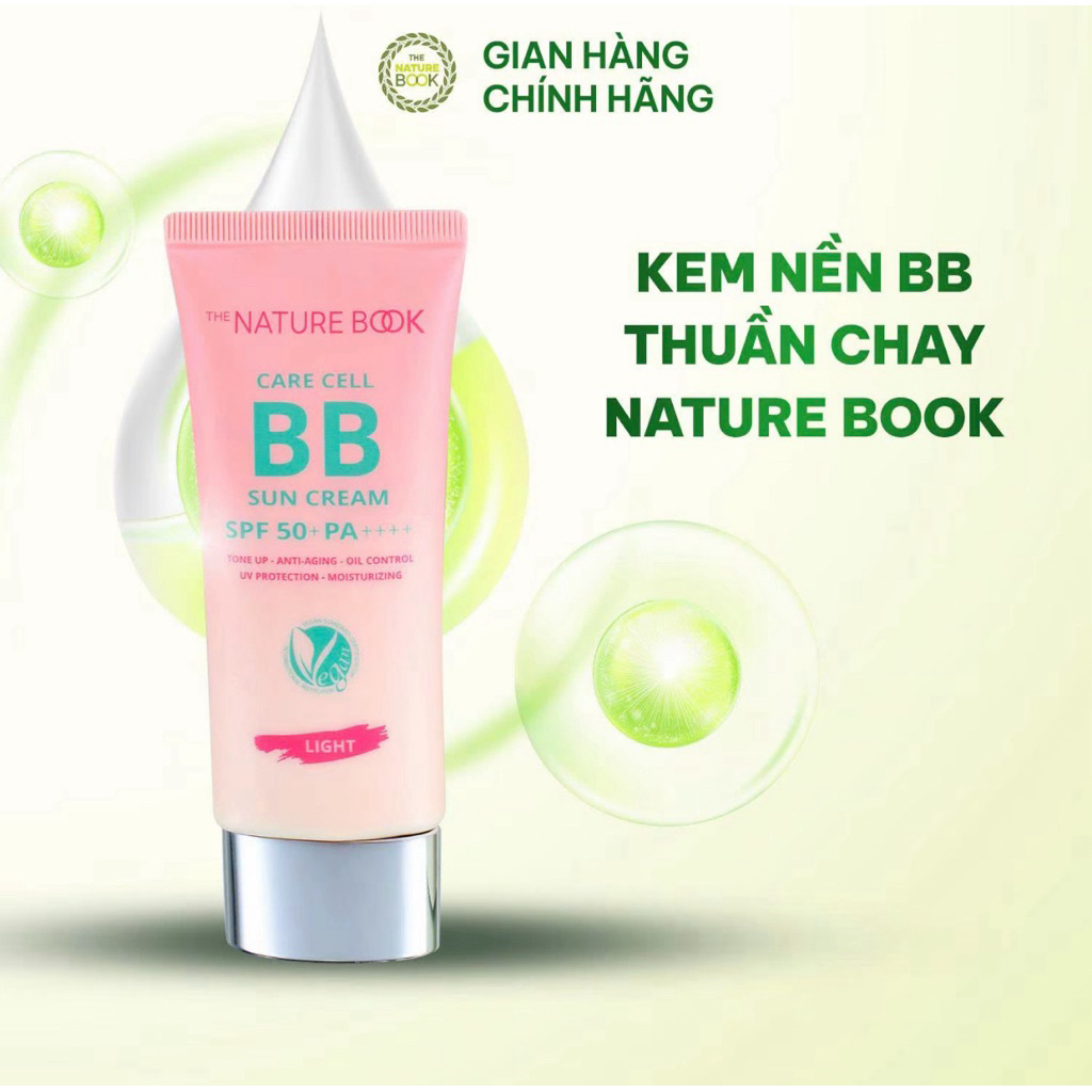 Kem Nền BB Chống Nắng Thuần Chay 2 chỉ số chống nắng SPF50, PA++++ Nature Book Chính Hãng 50ml