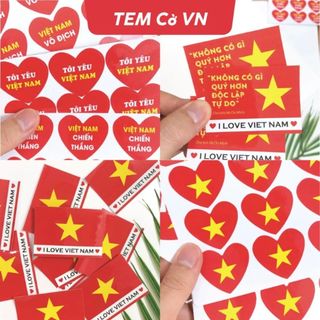Sticker dán mặt CÓ CÁN BÓNG, decal cờ đỏ sao vàng, tem dán lá cờ Việt Nam, cờ tổ quốc dịp 30/4 2/9