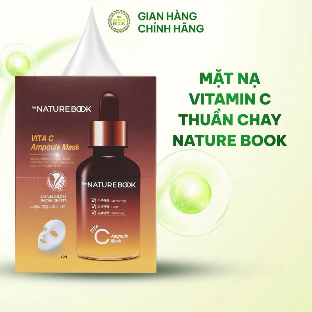 1 Miếng Mặt nạ dưỡng trắng da vitamin C The Nature Book Chính Hãng 25g ưỡng Trắng, Ngăn Ngừa Lão Hóa