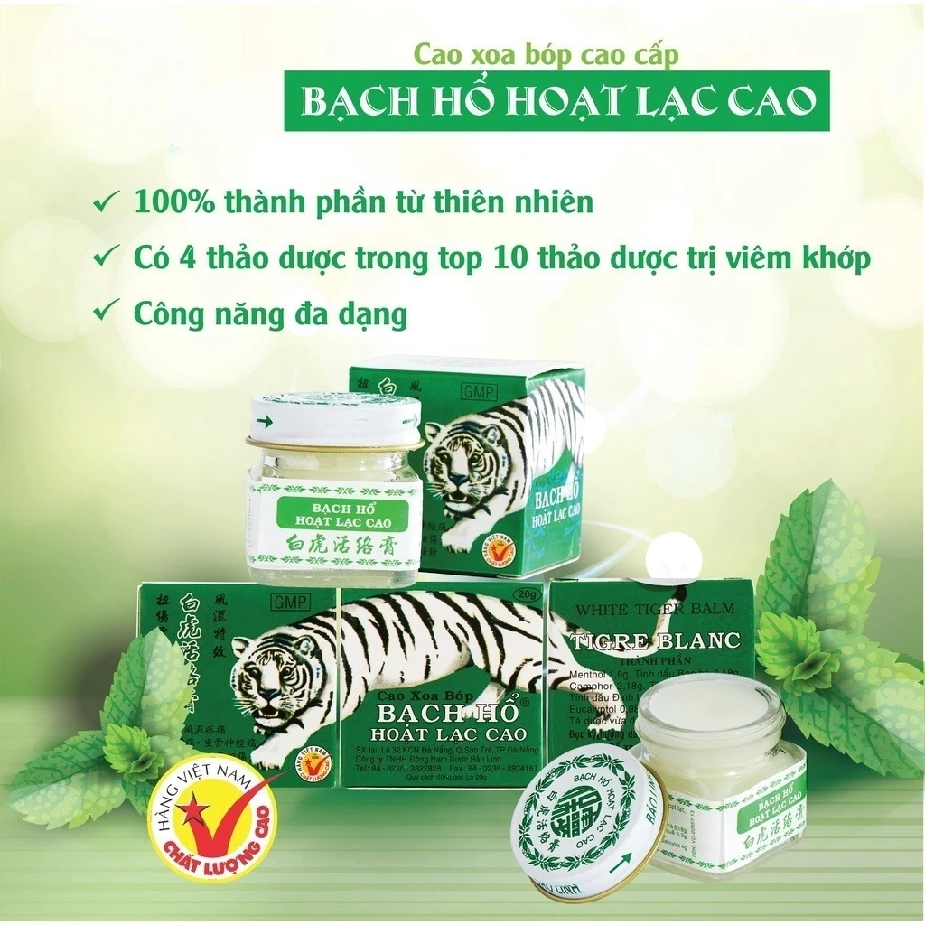 (GIÁ SỈ) Cao xoa bóp Bạch Hổ Hoạt Lạc Cao chính hãng, Giảm đau nhức cơ và xương khớp (hũ 20g) Bảo linh